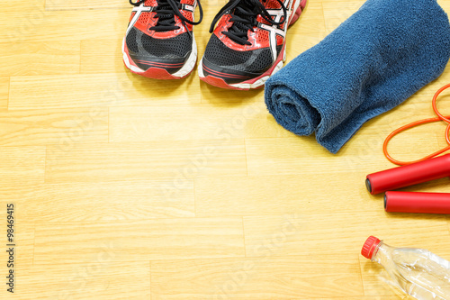 Accessories for fitness on the floor