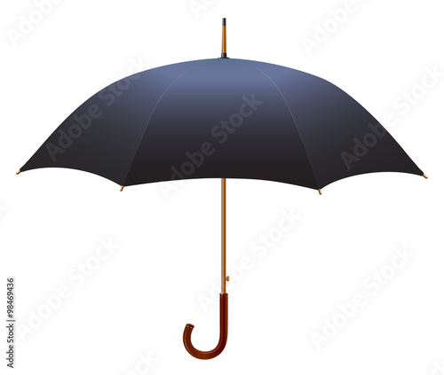 Black Umbrella from the rain. Isolated on white background