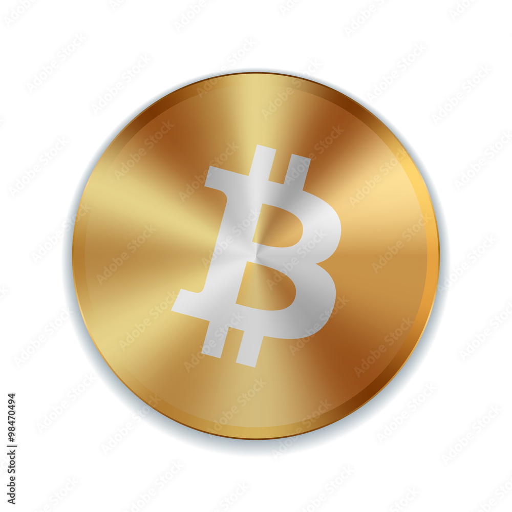 Bitcoin Golden button sign icon Bitcoin Golden button sign icon