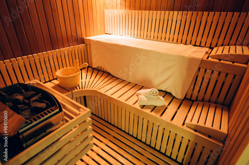 Wooden sauna room