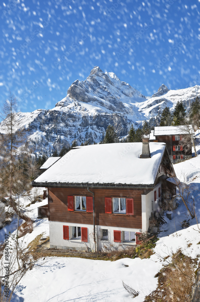 Spring in Braunwald, famous Swiss skiing resort