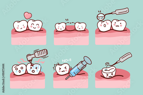 cartoon tooth with dental equipment