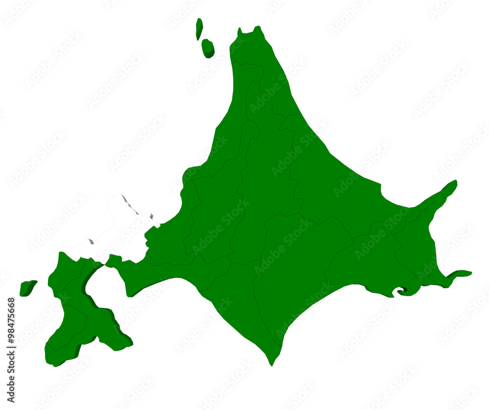 Hokkaido map over white