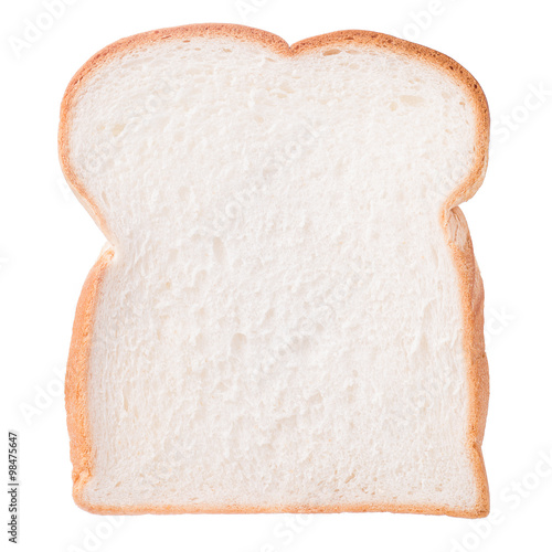 Slice of white bread isolated on white