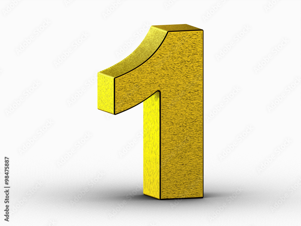 golden 3d number one on white background golden 3d number one on white background