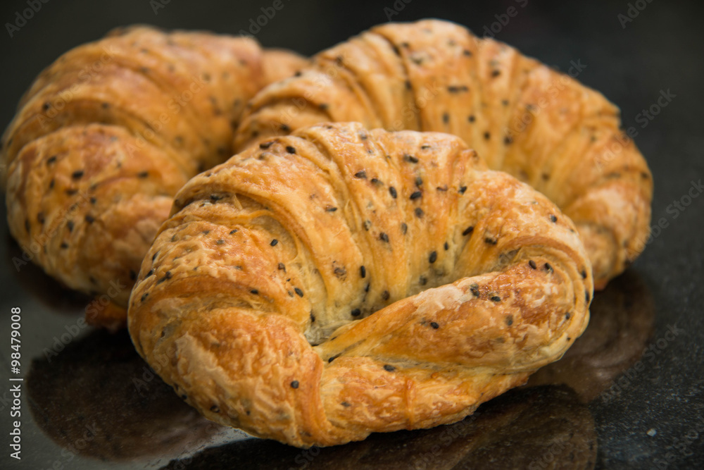 croissants with black sesame seeds croissants with black sesame seeds