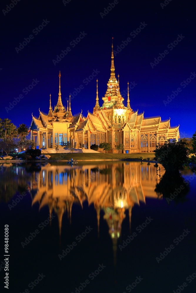 Landmark wat thai,Twilight view of Wat None Kum in Nakhon Ratcha