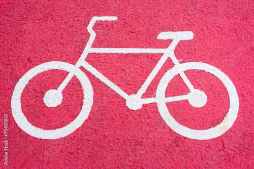 close up of bicycle sign path on the road
