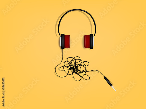 beautiful graphic design of headphone has the problem of tangled wires
