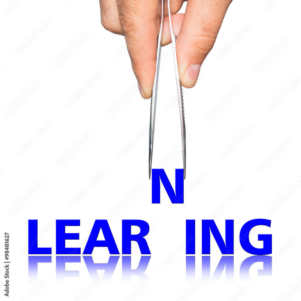 hand with forceps and word learning StockFoto Adobe Stock