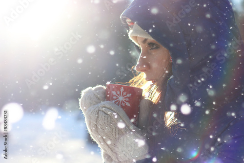 cup Christmas winter girl