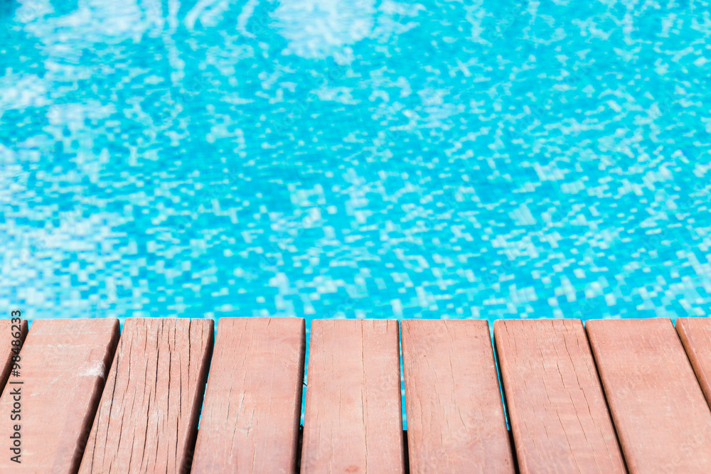 Wooden deck on water surface