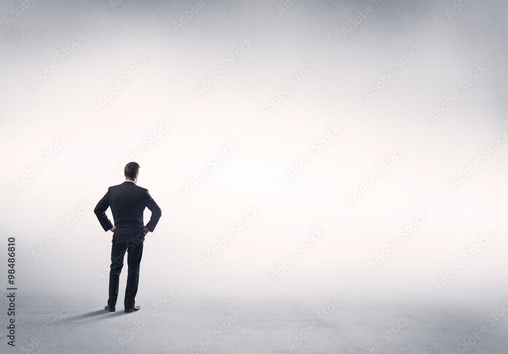 Sales person with empty white background Sales person with empty white background