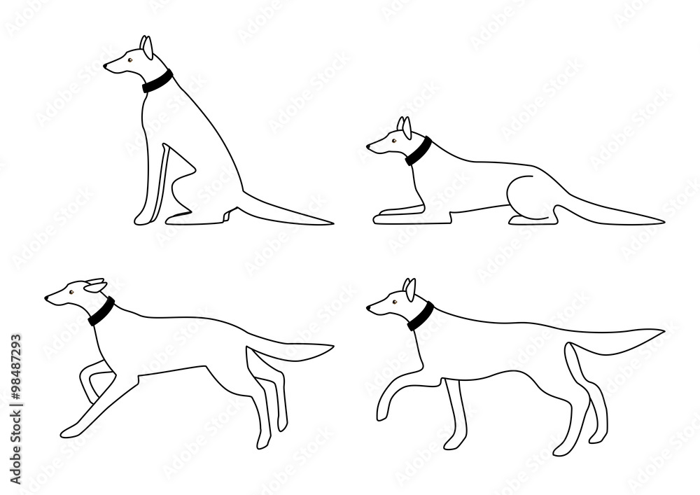 犬のポーズイラストセット Stock Illustration Adobe Stock