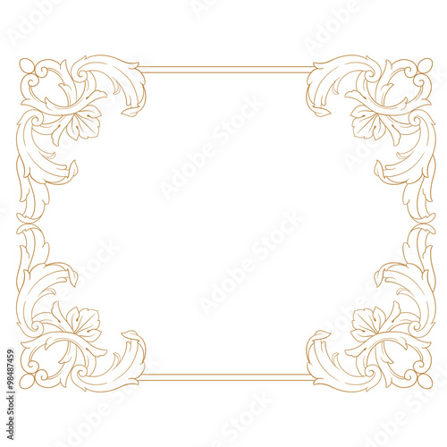 Vintage baroque frame engraving scroll ornament