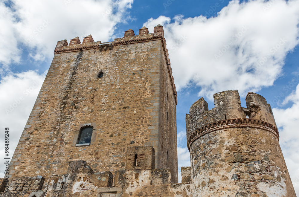 Towers in Nogales Castle.
Castle located near Nogales. Extremadura. Spain.