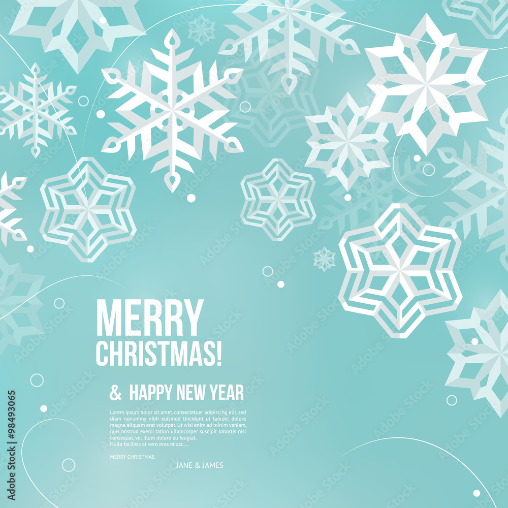 Fototapeta premium Abstract Christmas card with snowflakes. Vector.