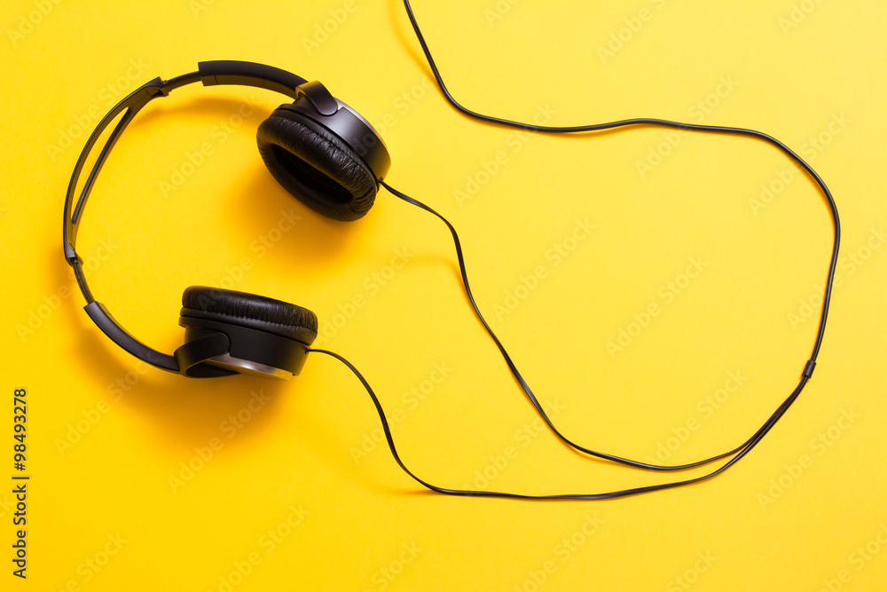 Headphones on yellow Headphones on yellow