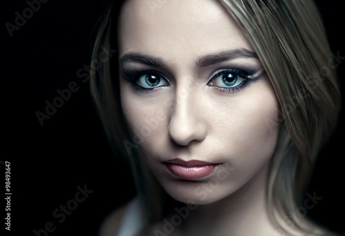 Wallpaper Mural face of a beautiful girl  on a black background Torontodigital.ca