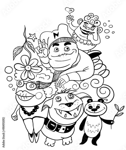vector image of fairy-tale characters, sketch