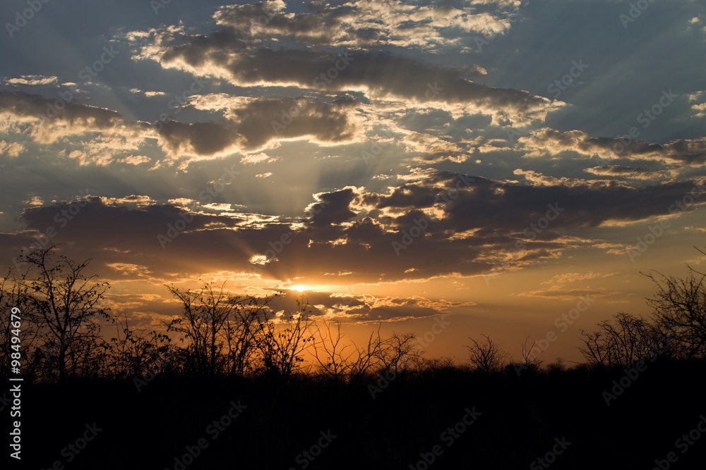 Clouds over pounding at sunset, Botswana Clouds over pounding at sunset, Botswana