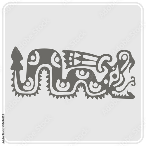 monochrome icon with American Indians art and ethnic ornaments for your design