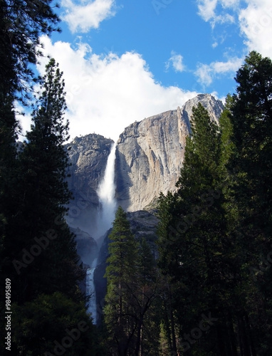 Yosemite water fall view from the valley