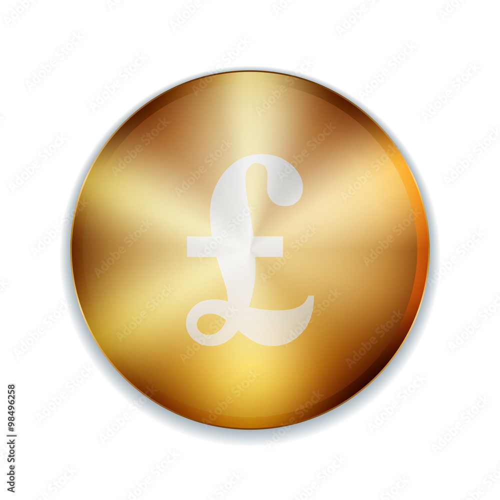 Pound Golden button sign illustration Pound Golden button sign illustration
