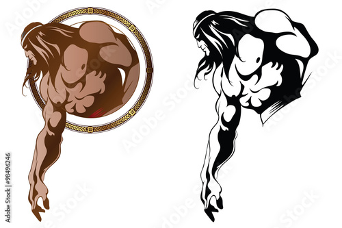 Stock illustration. Ancient warrior. Identity design for brand,