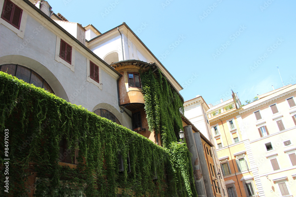 Rome,Italy,Roman yards,old house,summer,columns.