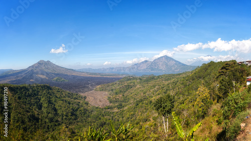 Lake Batur from Hill near Kintamani Village  Bali  Indonesia