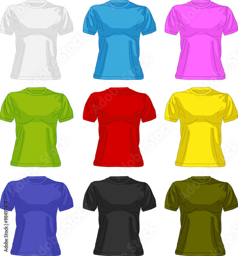 Set of colorful female t-shirts