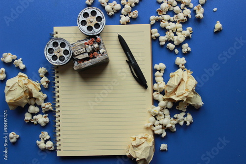 screenwriter and pen, paper with notebook 