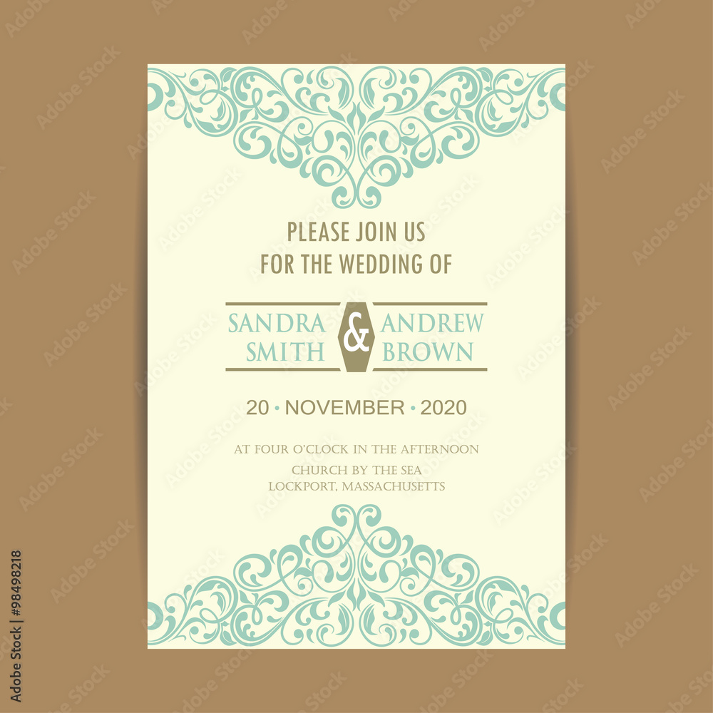 Wedding Invitation Card With Floral Background.
Wedding Invitation Card With Floral Background.