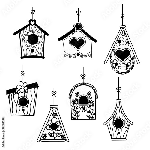 Set of bird's nesting boxes