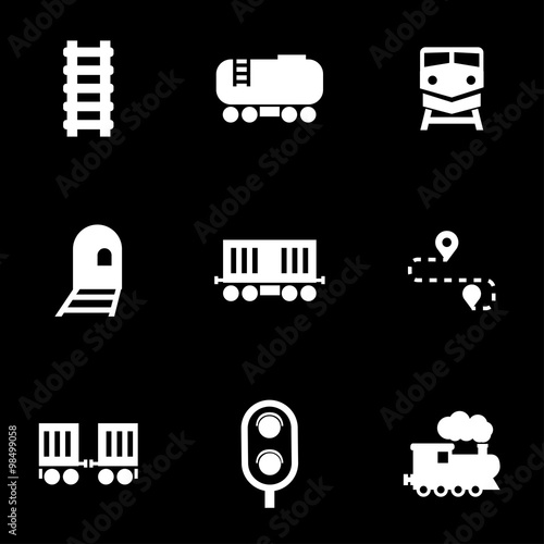 Vector white railroad icon set