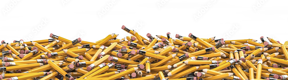 Pencil pile / 3D render of hundreds of yellow pencils Pencil pile / 3D render of hundreds of yellow pencils