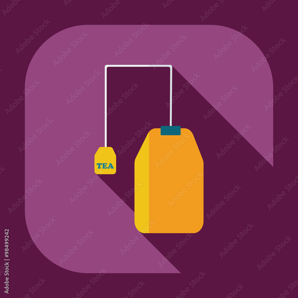 Flat modern design with shadow icons tea bag Flat modern design with shadow icons tea bag