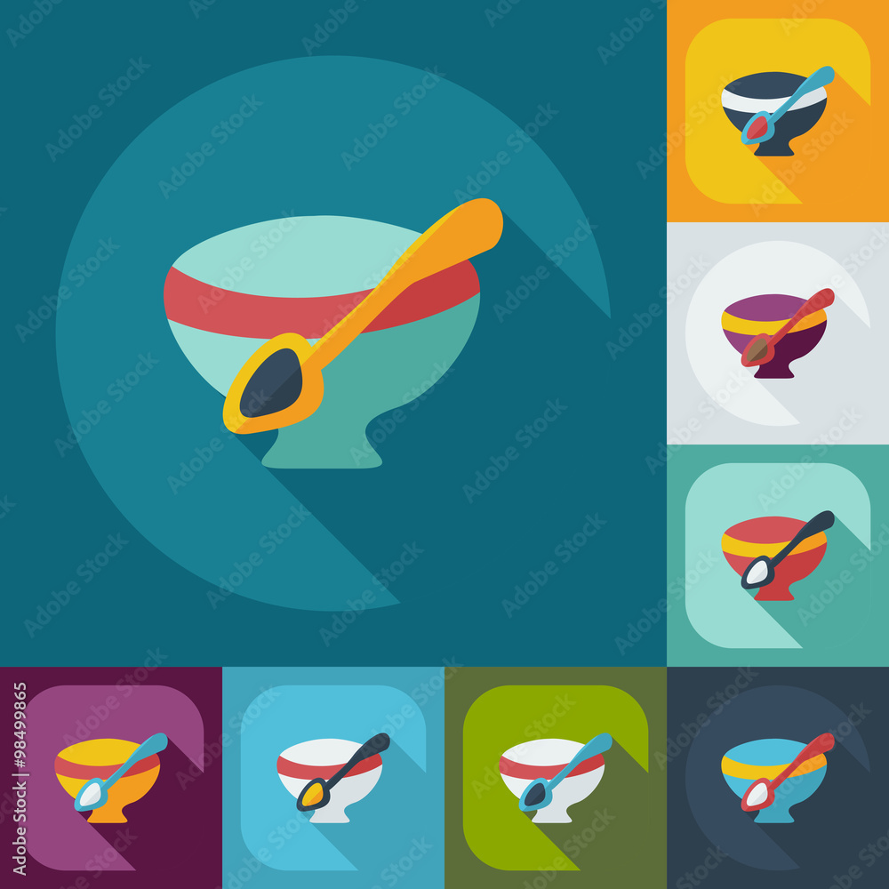 Flat modern design with shadow icons bowl Flat modern design with shadow icons bowl
