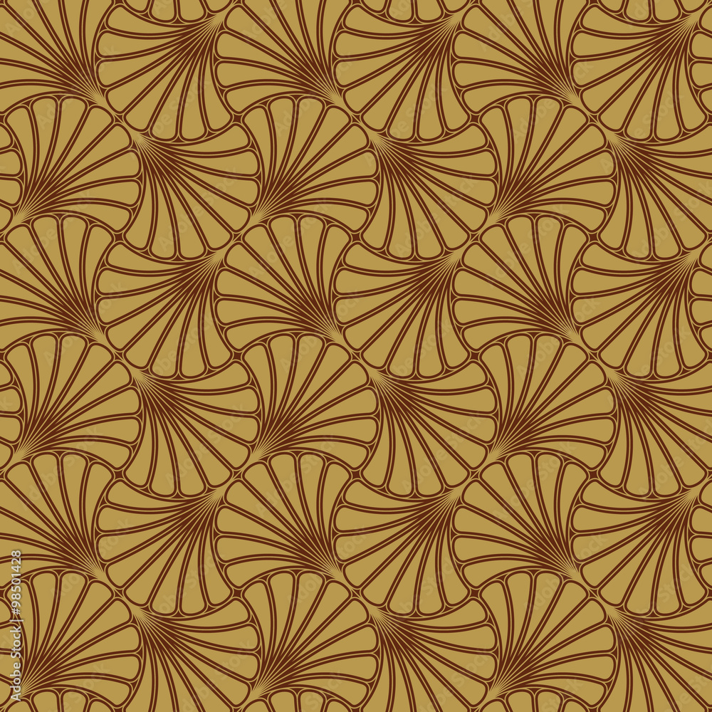 Batik Seamless Pattern - Fan - Gold
