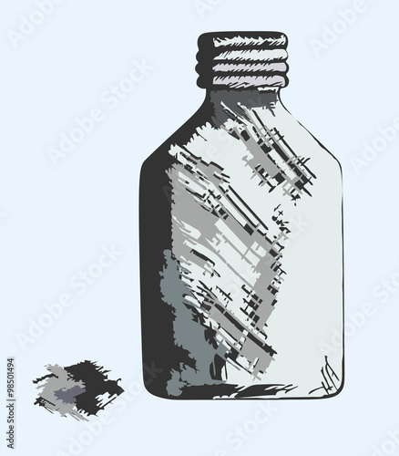 jar of the medical alcohol, doodle style, sketch illustration, hand drawn, vector