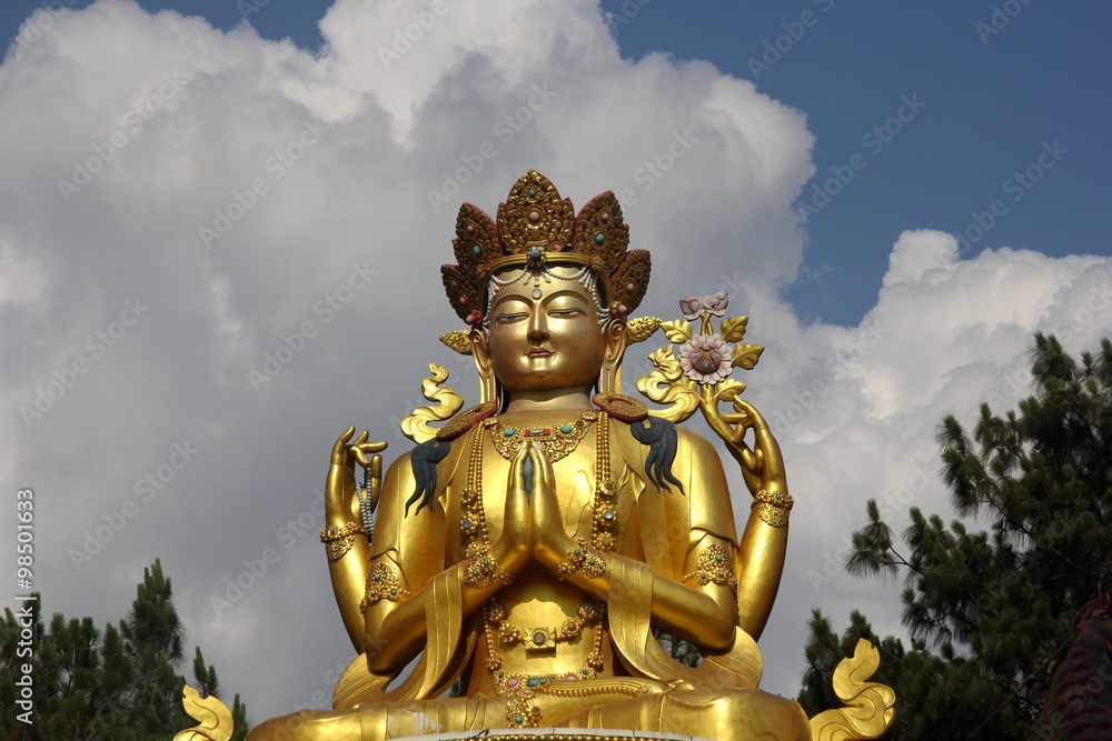 Fototapeta premium Budha statue in Swayambhunath Monkey temple , Kathmandu, Nepal.