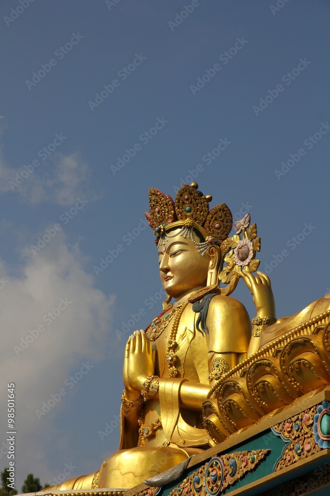 Fototapeta premium Posąg Buddy w świątyni Swayambhunath Monkey, Katmandu, Nepal.