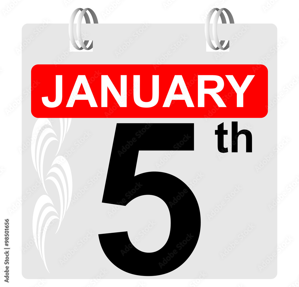 5th january calendar with ornament 5th january calendar with ornament