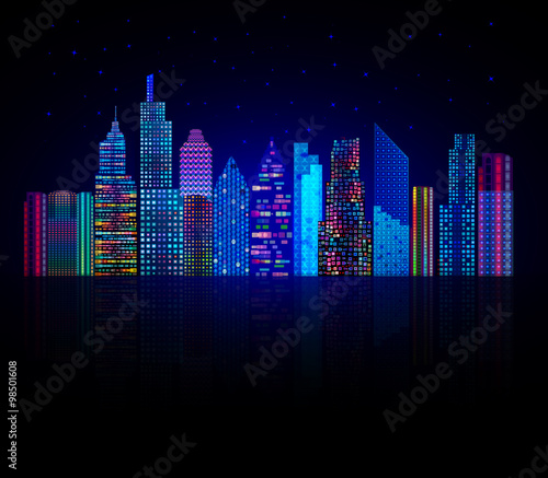 Colorful city panorama  cityscape vector background