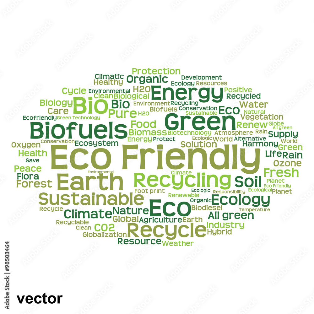 Vector conceptual ecology word cloud isolated Vector conceptual ecology word cloud isolated