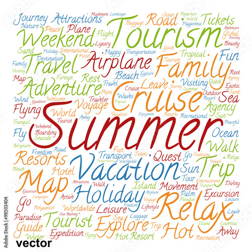 Vector conceptual tourism or travel  word cloud