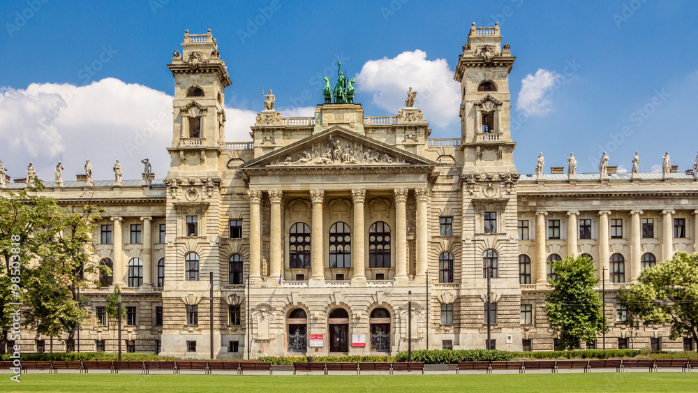 The facade of the Neprajzi Museum in Budapest Hungary