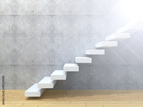 Conceptual white stone or concrete stair or steps
