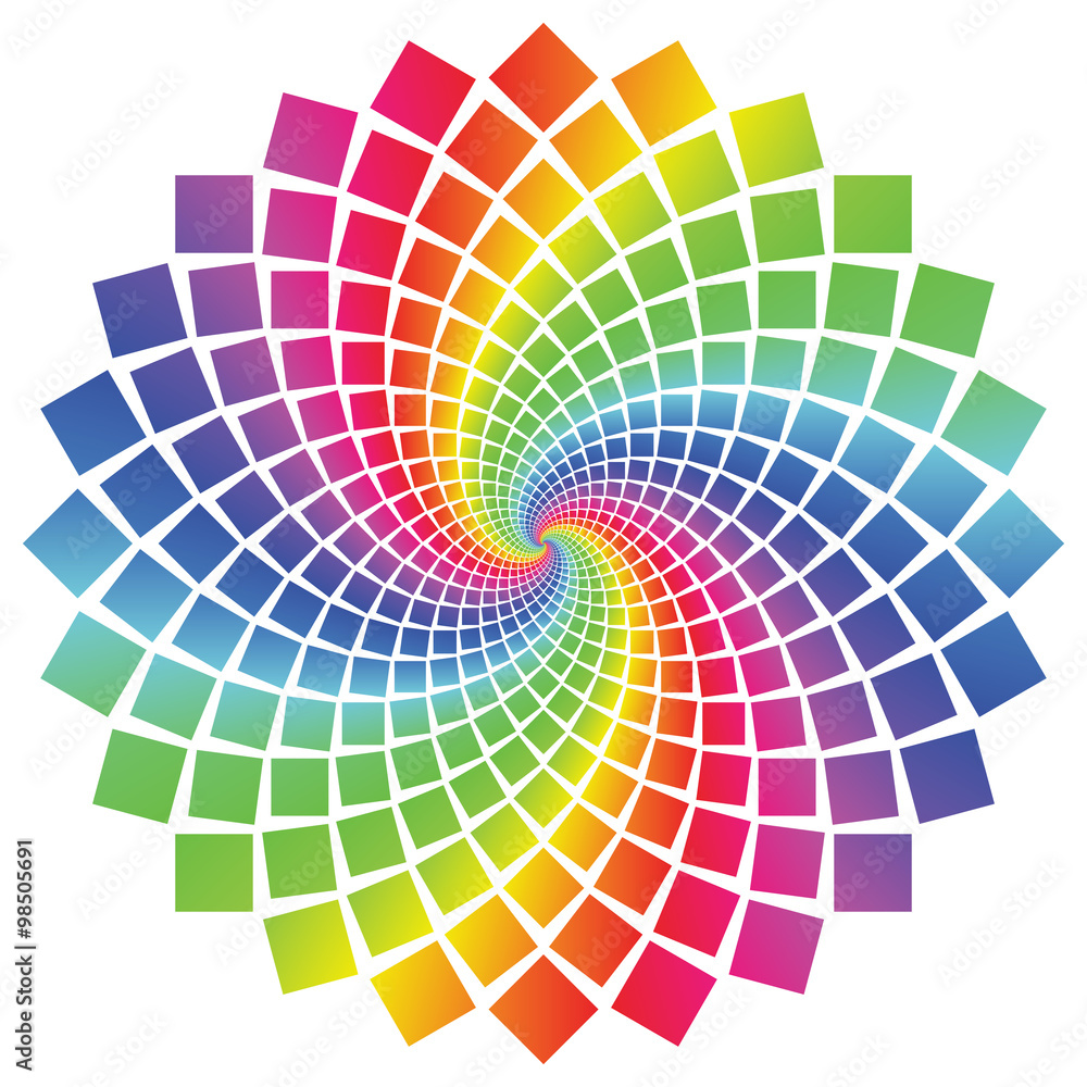 Fototapeta premium Circular spectrum pattern on white background. 